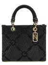 Elisabetta Franchi Textured Finish Tote With Top Handle In Black
