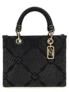 Elisabetta Franchi Textured Finish Tote With Top Handle In Black