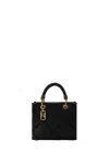 Elisabetta Franchi Textured Finish Tote With Top Handle In Black