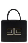 Elisabetta Franchi Structured Handbag With Prominent Logo Detail In Black