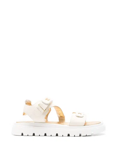 Elisabetta Franchi Touch-strap Sandals In Neutral