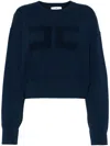 Elisabetta Franchi Towelling-logo Cropped Sweater In Blue