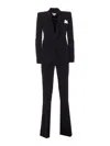 Elisabetta Franchi Tailored Black Suit With Fitted Blazer And Straight-leg Trousers In Black