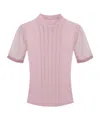 Elisabetta Franchi Short Sleeve Turtle Neck Sweater In Pink