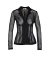Elisabetta Franchi Collar Tailored Transparent Jacket In Black