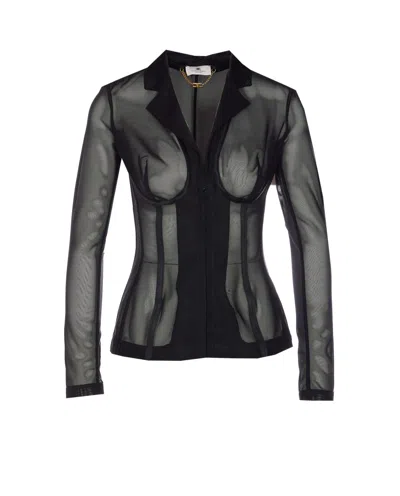 ELISABETTA FRANCHI TRANSPARENT BUSTIER SHIRT