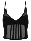 Elisabetta Franchi Slim-fit Knit Top With Transparent Panels In Black