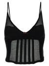 Elisabetta Franchi Slim-fit Knit Top With Transparent Panels In Black