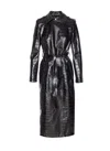 Elisabetta Franchi Crocodile Pattern Long Sleeve Trench Jacket In Black