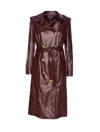 Elisabetta Franchi Double-breasted Coat With Epaulettes And Pockets In Burgundy