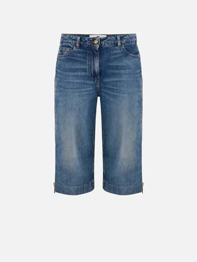 Elisabetta Franchi Trendy Denim Mini Trousers In Blue