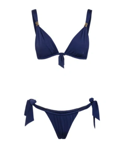 Elisabetta Franchi Triangle Cup Bikini Set In Blue