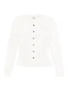 Elisabetta Franchi Ribbed Buttoned Cardigan In White