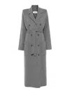Elisabetta Franchi Emblem-embroidered Fine-knit Coat In Grey