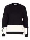 Elisabetta Franchi Inlaid Logos Colour-block Crewneck Sweater In Black