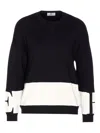 Elisabetta Franchi Inlaid Logos Colour-block Crewneck Sweater In Black