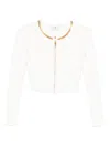 Elisabetta Franchi Chain-trim Diamond-pattern Cardigan In Gray