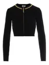 Elisabetta Franchi Cardigan In Maglia A Rombi Con Dettaglio Gioiello Nero In Black