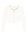 Elisabetta Franchi Chain-trim Diamond-pattern Cardigan In White