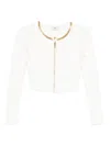 Elisabetta Franchi Chain-trim Diamond-pattern Cardigan In White
