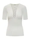 Elisabetta Franchi Fitted Top With Deep V-neckline In White