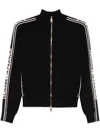 Elisabetta Franchi Zip-up High Neck Cardigan In Black