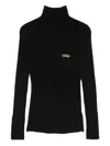 Elisabetta Franchi Logo Plaque Turtleneck Sweater In Black