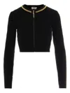 Elisabetta Franchi Cardigan In Maglia A Rombi Con Dettaglio Gioiello Bordeaux In Black