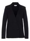 Elisabetta Franchi Double-breasted Knit Jacket With Embroidery Clothing In Blue