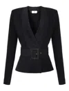 Elisabetta Franchi Black Belted Knitted Jacket In Black