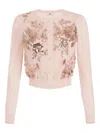Elisabetta Franchi Sequin Embroidery Cardigan In Pink