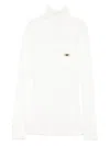 Elisabetta Franchi Ribbed Knit Turtleneck Top With Breast Pocket Clothing In White