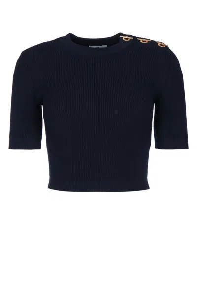 Elisabetta Franchi Tricot Knit Sweater For Women In Blunotte