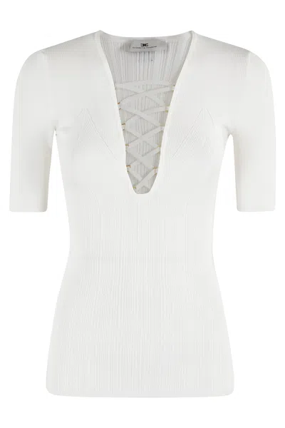 Elisabetta Franchi Tricot Sweater In Avorio