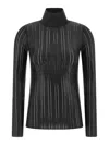 Elisabetta Franchi Knit Sweater With Long Sleeves And High Neck In Black