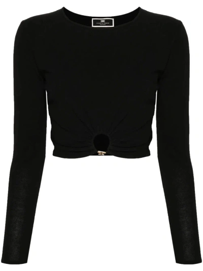 Elisabetta Franchi Logo-plaque Cropped Jumper In Black