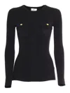 Elisabetta Franchi Knitted Silk And Viscose Top In Black