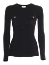 Elisabetta Franchi Knitted Silk And Viscose Top In Black