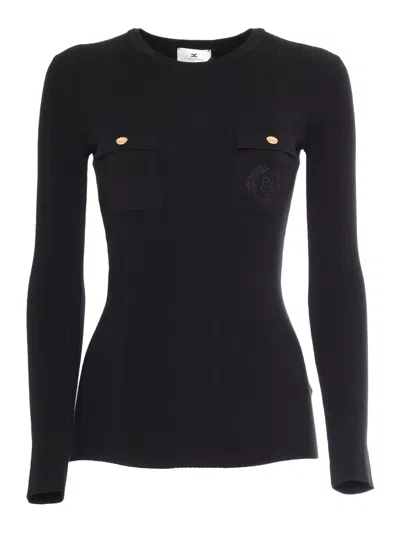 Elisabetta Franchi Tricot Sweater In Black