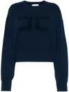 Elisabetta Franchi Towelling-logo Cropped Sweater In Blue