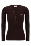 Elisabetta Franchi Burgundy Ribbed Sweater With Pocket In Burgundy