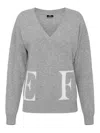 Elisabetta Franchi Logo-intarsia Wool Jumper In Grey