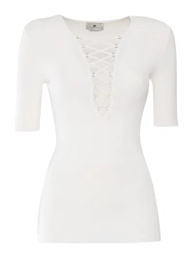 Elisabetta Franchi Tricot Sweater In White