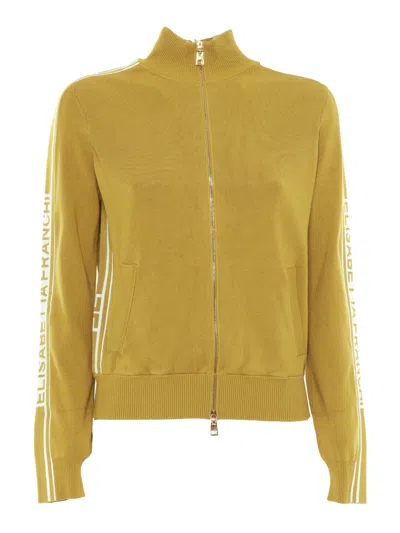 ELISABETTA FRANCHI TRICOT YELLOW SWEATER WITH LOGO