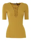 Elisabetta Franchi Tricot Sweater In Yellow