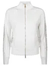 Elisabetta Franchi Contrasting Logo Band Sweatshirt In Avorio/greige