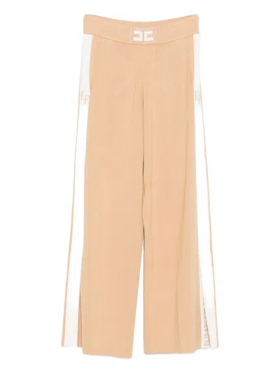 Elisabetta Franchi Tricot Trousers In Brown