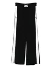 Elisabetta Franchi Palazzo Trousers With Shiny Side Bands In Black