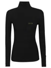 Elisabetta Franchi Ribbed Turtleneck Sweater Sweaters And Cardigans Black In Black