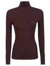 Elisabetta Franchi Tricot Turtle Neck Sweater In Burgundy